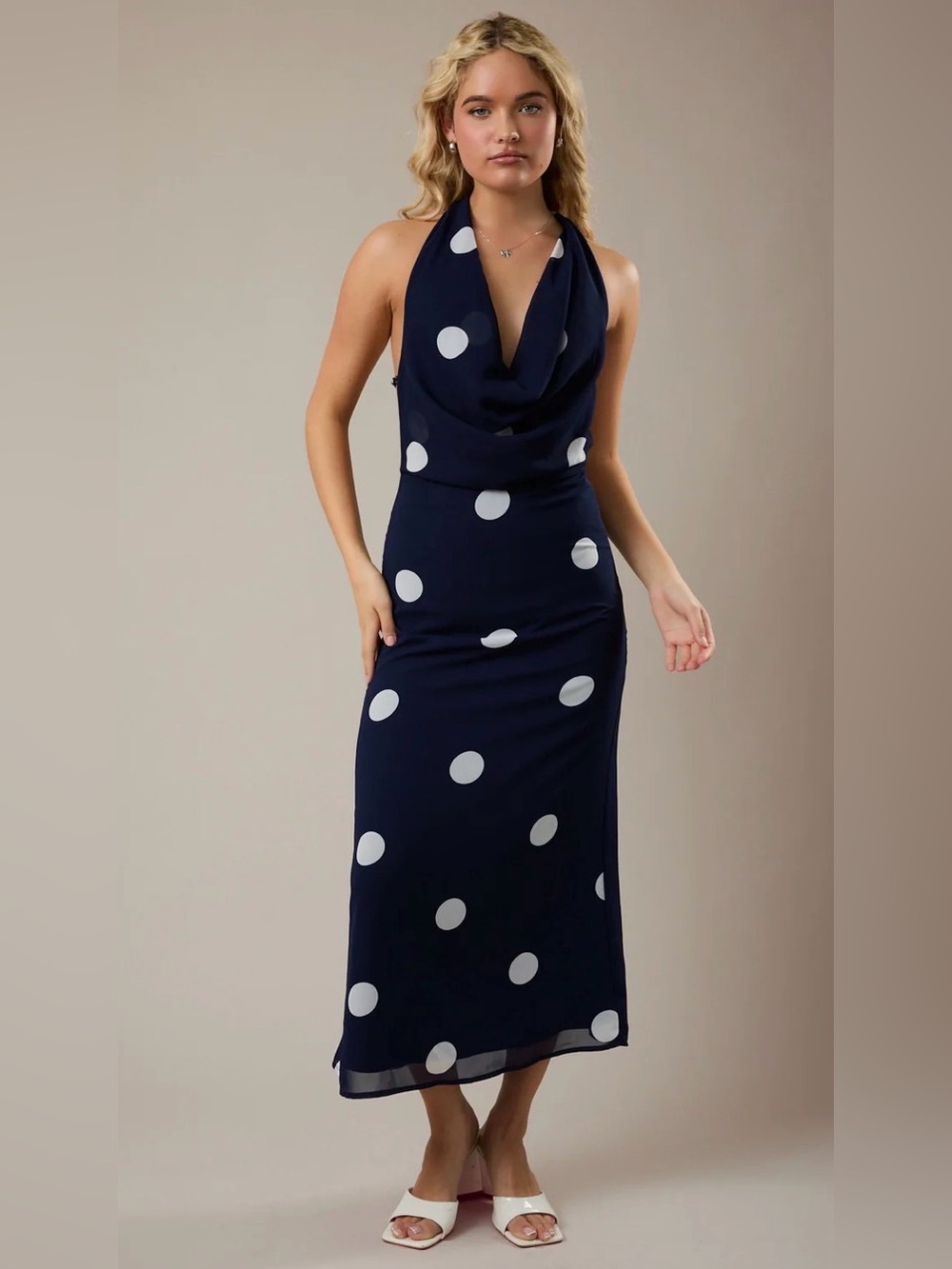 POLKA DOT SCARF MAXI DRESS size small new without tags!
